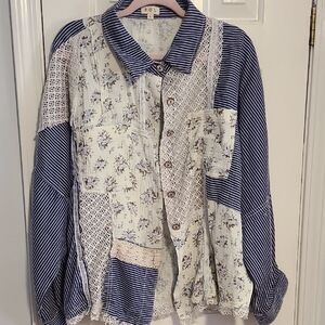 Floral Patchwork Button-Up Shirt